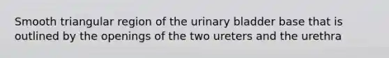 Smooth triangular region of the urinary bladder base that is outlined by the openings of the two ureters and the urethra