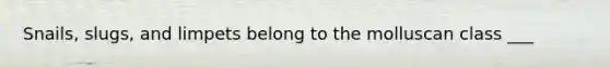 Snails, slugs, and limpets belong to the molluscan class ___