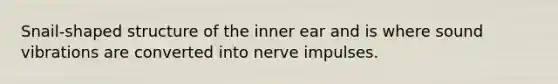 Snail-shaped structure of the inner ear and is where sound vibrations are converted into nerve impulses.