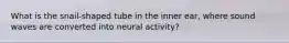 What is the snail-shaped tube in the inner ear, where sound waves are converted into neural activity?