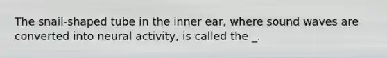 The snail-shaped tube in the inner ear, where sound waves are converted into neural activity, is called the _.
