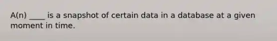 A(n) ____ is a snapshot of certain data in a database at a given moment in time.