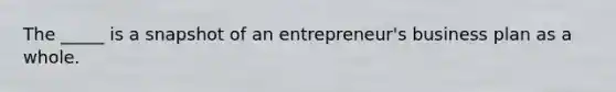 The _____ is a snapshot of an entrepreneur's business plan as a whole.