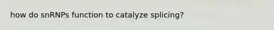 how do snRNPs function to catalyze splicing?