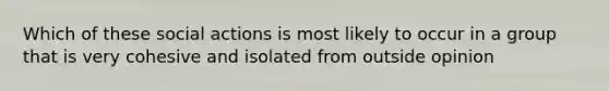 Which of these social actions is most likely to occur in a group that is very cohesive and isolated from outside opinion