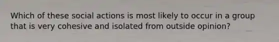 Which of these social actions is most likely to occur in a group that is very cohesive and isolated from outside opinion?