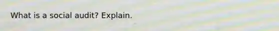 What is a social audit? Explain.