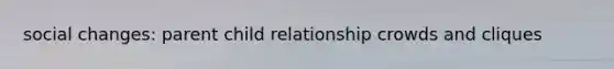 social changes: parent child relationship crowds and cliques