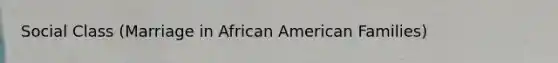 Social Class (Marriage in African American Families)