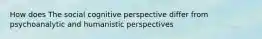 How does The social cognitive perspective differ from psychoanalytic and humanistic perspectives