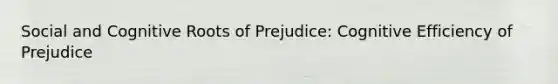 Social and Cognitive Roots of Prejudice: Cognitive Efficiency of Prejudice