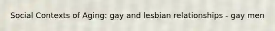 Social Contexts of Aging: gay and lesbian relationships - gay men