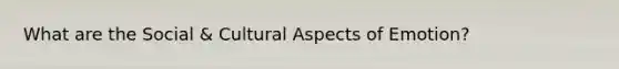 What are the Social & Cultural Aspects of Emotion?