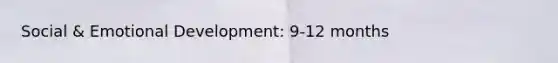 Social & Emotional Development: 9-12 months