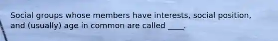 Social groups whose members have interests, social position, and (usually) age in common are called ____.