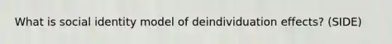 What is social identity model of deindividuation effects? (SIDE)