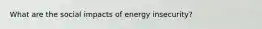 What are the social impacts of energy insecurity?