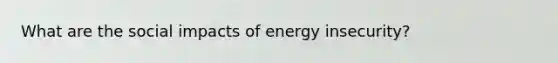 What are the social impacts of energy insecurity?