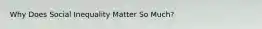 Why Does Social Inequality Matter So Much?