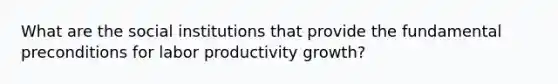 What are the social institutions that provide the fundamental preconditions for labor productivity growth?