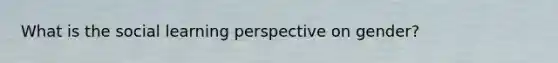 What is the social learning perspective on gender?