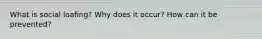 What is social loafing? Why does it occur? How can it be prevented?
