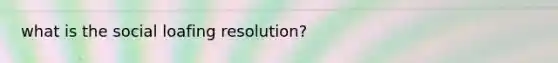 what is the social loafing resolution?