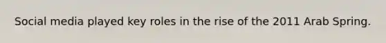 Social media played key roles in the rise of the 2011 Arab Spring.