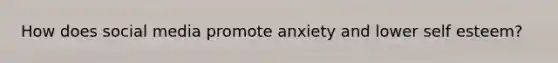 How does social media promote anxiety and lower self esteem?
