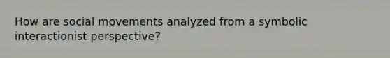 How are social movements analyzed from a symbolic interactionist perspective?