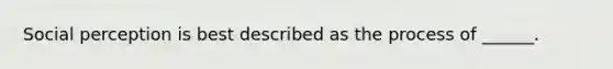 Social perception is best described as the process of ______.