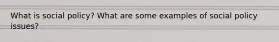 What is social policy? What are some examples of social policy issues?