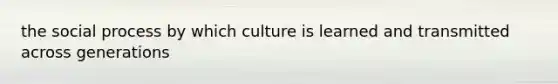 the social process by which culture is learned and transmitted across generations