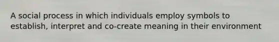 A social process in which individuals employ symbols to establish, interpret and co-create meaning in their environment