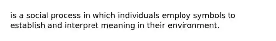 is a social process in which individuals employ symbols to establish and interpret meaning in their environment.