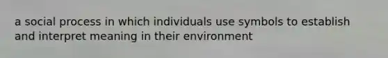 a social process in which individuals use symbols to establish and interpret meaning in their environment