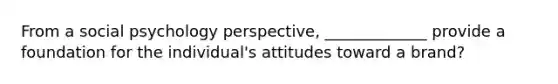 From a social psychology perspective, _____________ provide a foundation for the individual's attitudes toward a brand?