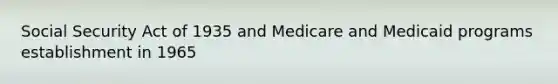 Social Security Act of 1935 and Medicare and Medicaid programs establishment in 1965