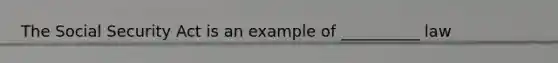 The Social Security Act is an example of __________ law