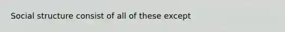 Social structure consist of all of these except