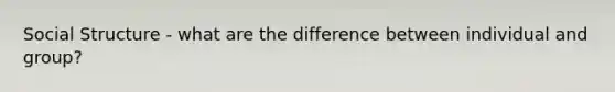 Social Structure - what are the difference between individual and group?