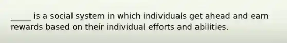 _____ is a social system in which individuals get ahead and earn rewards based on their individual efforts and abilities.