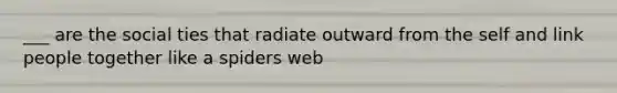 ___ are the social ties that radiate outward from the self and link people together like a spiders web