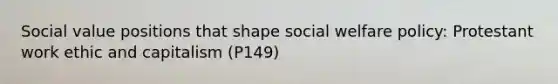 Social value positions that shape social welfare policy: Protestant work ethic and capitalism (P149)