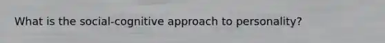 What is the social-cognitive approach to personality?