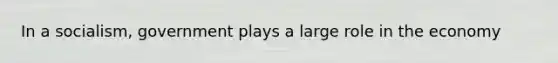 In a socialism, government plays a large role in the economy