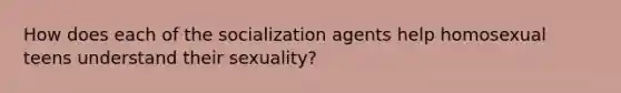 How does each of the socialization agents help homosexual teens understand their sexuality?