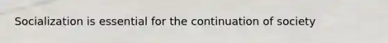 Socialization is essential for the continuation of society