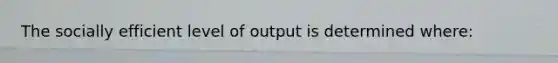 The socially efficient level of output is determined where: