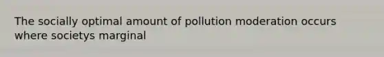 The socially optimal amount of pollution moderation occurs where societys marginal